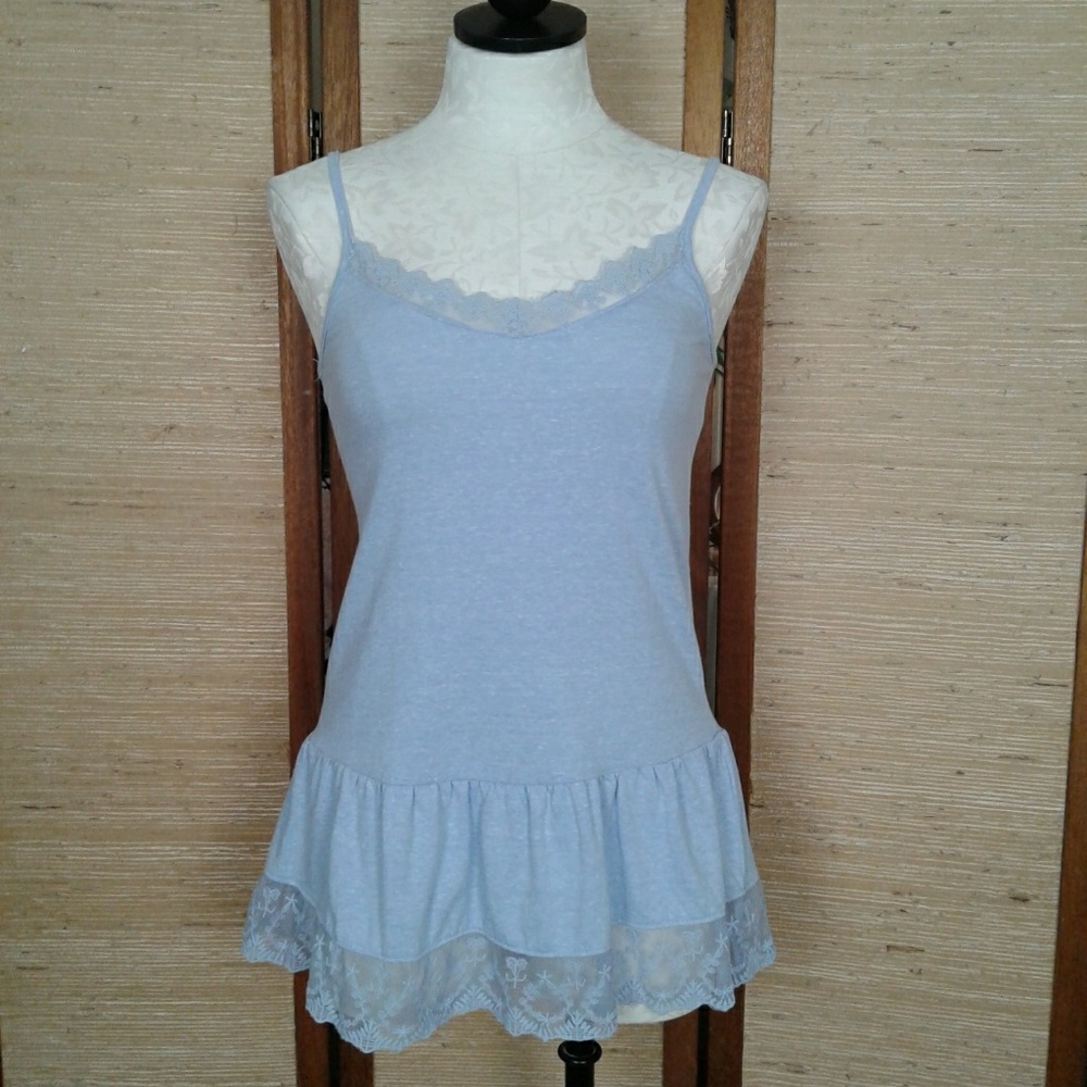 Mason Mackenzie long Tank top Lace trim boho S